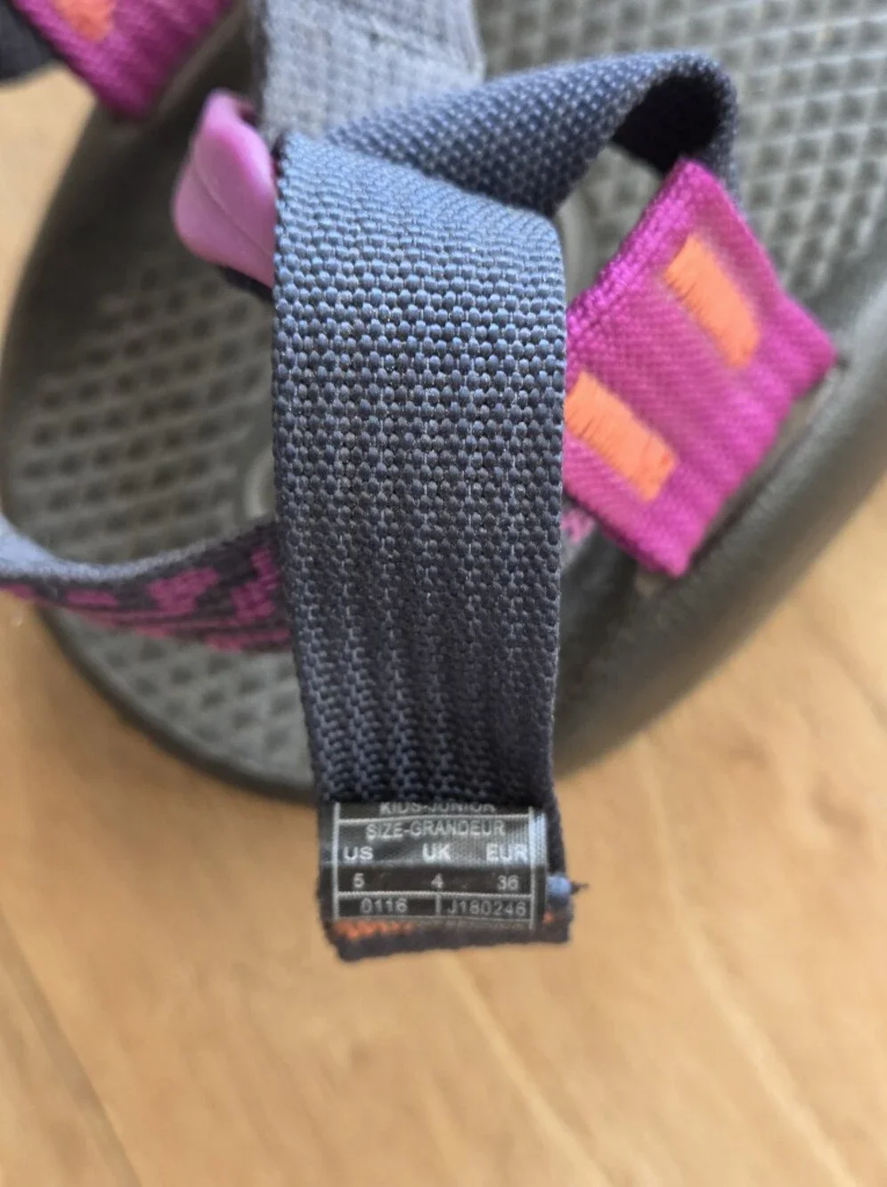 Chaco Girl's Purple Patterned Strap Sandals with Gray Footbed